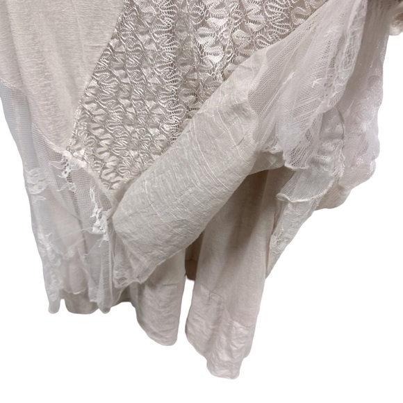 Simply Couture Pale Pink Short Sleeve Lace Ruffle Sheer Overlay Top Plus Size 2X - Picture 5 of 10